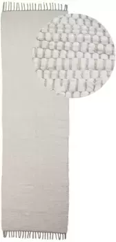 Коверковер "Kelim Chindi uni", прямоугольный, двусторонний ковер, чистый хлопок, ручная работа, однотонные, с бахромой Carpetfine 60х180 см, белый