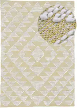 Коверковер "Kelim Durry", прямоугольный, ручная работа, геометрический, с высоким-низким эффектом, ручная работа, чистый хлопок Carpetfine 160х230 см, цвет gelb