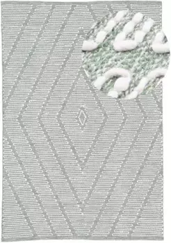 Коверковер "Kelim Durry", прямоугольный, ручная работа, геометрический, с высоким-низким эффектом, ручная работа, чистый хлопок Carpetfine 120х170 см, зеленый