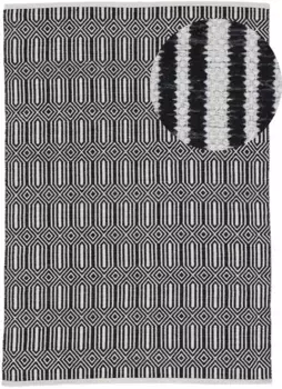 Коверковер "Kelim Oregan", прямоугольный, двусторонний ковер из чистого хлопка, гостиная Carpetfine 160х230 см, черный