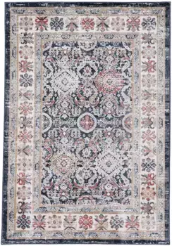 Коверковер "Vintage Liana_1", прямоугольный, восточный винтажный вид Carpetfine 80х150 см, синий