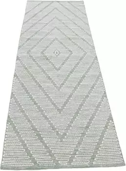 Ковертонкая дорожка "Kelim Durry", прямоугольный, ручная работа, геометрический, с эффектом "высоко-низкий", ручная работа, чистый хлопок Carpetfine 75х240 см, зеленый