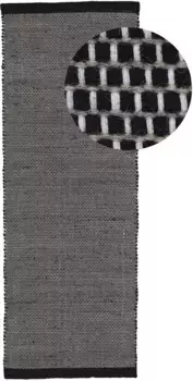 Ковертонкая дорожка "Mona", прямоугольный двусторонний ковер из шерсти/хлопка Carpetfine 80х400 см, черный