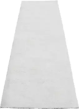 Ковертонкая дорожка с высоким ворсом "Шелковистый", прямоугольный, ворсистый, длинный ворс, однотонный, особенно мягкий, ручная работа Carpetfine 75х200 см, цвет creme