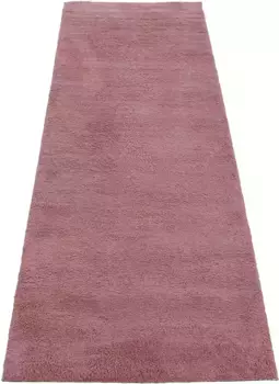 Ковертонкая дорожка с высоким ворсом "Шелковистый", прямоугольный, ворсистый, длинный ворс, однотонный, особенно мягкий, ручная работа Carpetfine 80х400 см, розовый