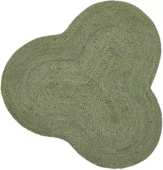Ковертонкий ковер "джутовый ковер Alia", форма облака, соткан вручную из джута, натуральный ковер, особая форма синего цвета, стиль бохо, однотонный Carpetfine 90х90 см, зеленый