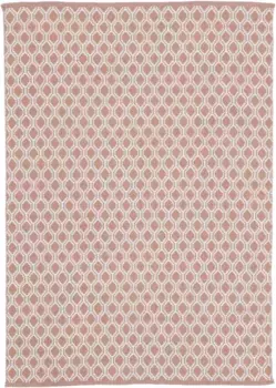Ковертонкий ковер "Frida 204", высота 7 мм, двусторонний ковер, 100% переработанный материал (ПЭТ), плоское плетение, имитация сизаля, простой в уходе и прочный Carpetfine 60х110 см, розовый