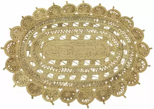 Ковертонкий ковер из сизаля "Джутовый ковер Кейт", прямоугольный, натуральный растительный материал, сотканный вручную, стиль бохо Carpetfine 80х150 см, цвет Natur