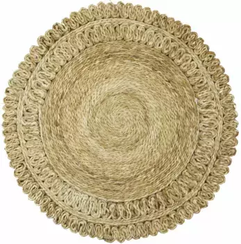 Ковертонкий ковер из сизаля "Джутовый коврик Лука", круглый, натуральный растительный материал, сотканный вручную, стиль бохо Carpetfine 120 см, цвет Natur