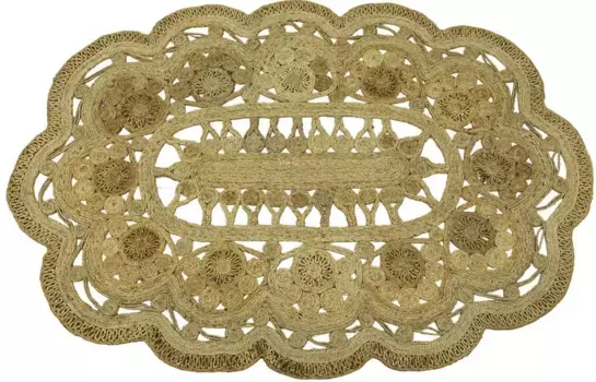 Ковертонкий ковер из сизаля "Джутовый коврик Пол", прямоугольный, натуральный растительный материал, сотканный вручную, стиль бохо Carpetfine 120х170 см, цвет Natur