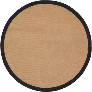 Ковертонкий ковер из сизаля "Сизаль", круглый, с цветной каймой, противоскользящая изнанка Carpetfine 200 см, цвет anthrazit