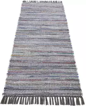 Ковертонкий ковер "Келим Чинди, двусторонний ковер", прямоугольный ковер ручной работы, лоскутный ковер с бахромой, также многие размеры дорожки Carpetfine 120х170 см, серый