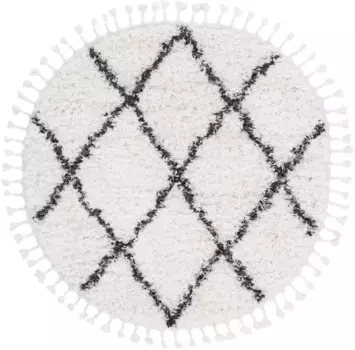 Ковертонкий лохматый ковер "Эдди", круглый, лохматый длинный ворс с бахромой, большой выбор размеров, гостиная Carpetfine 250 см, черный