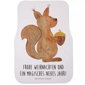 Коврик для автомобиля Mr. & Mrs. Panda Driver, Белка, Рождество — белый — подарок, Санта-Клаус, птица, зимний мотив, рождественские украшения, автомобильные коврики, автомобильный коврик