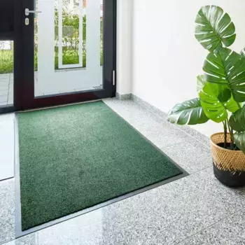 Коврик для дома "Эмиль", прямоугольный, грязеулавливающий коврик, однотонный, нескользящий, легко чистится My home 90х150 см, темно-зеленый