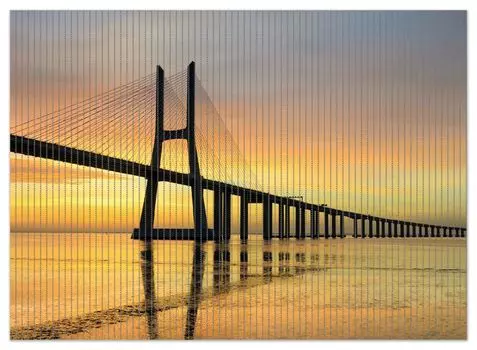 Коврик для душа Wallario, нескользящий коврик, коврик для ванной, коврик для двери, мост Васко да Гамы, размер ок. 90 х 65 см, коричневый