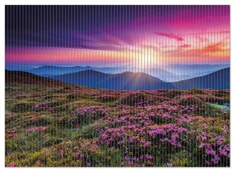 Коврик для душа Wallario, нескользящий коврик, коврик для ванной, коврик для двери, цветущий луг на закате, размер ок. 90 х 65 см, черный