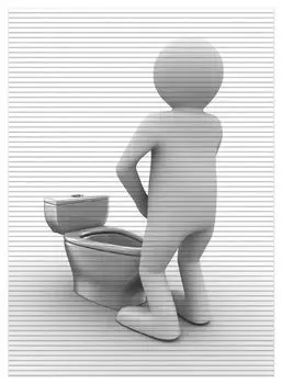 Коврик для душа Wallario, нескользящий коврик, коврик для ванной, коврик для ног, писающий компьютерный человечек и искусственный туалет, размер примерно 90 х 65 см, белый