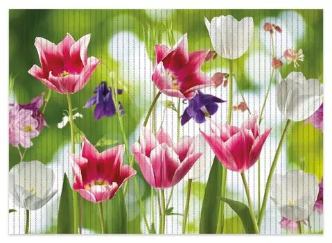 Коврик для душа Wallario, нескользящий коврик, коврик для ванной, коврик для двери, цветущие весной розовые и белые цветы, размер примерно 70 х 50 см, зеленый