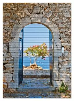 Коврик для душа Wallario, нескользящий коврик, коврик для ванной, коврик для двери, арка, Тоскана, размер ок. 70 х 50 см, коричневый