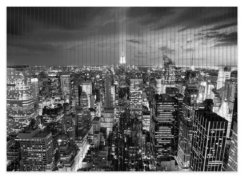 Коврик для душа Wallario, нескользящий коврик, коврик для ванной, коврик для двери Нью-Йорк ночью - панорамный вид на город - черно-белый, размер ок. 70 х 50 см, черный