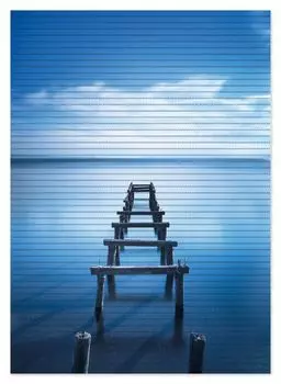 Коврик для душа Wallario, нескользящий коврик, коврик для ванной, коврик для двери, деревянный пирс в деревенском стиле у голубого озера, размер примерно 70 х 50 см, синий