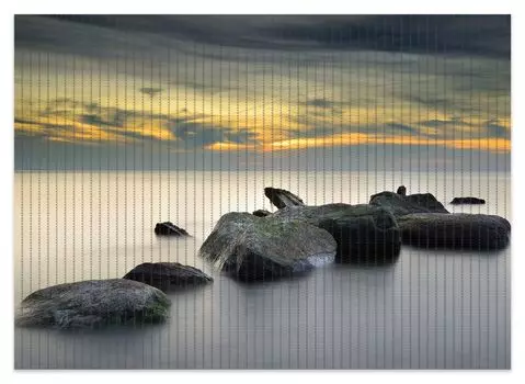 Коврик для душа Wallario, нескользящий коврик, коврик для ванной, коврик для двери, Mystical Rocks in the Sea, размер примерно 70 x 50 см, желтый