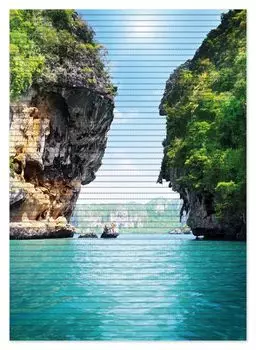 Коврик для душа Wallario, нескользящий коврик, коврик для ванной, коврик для двери, скалистое ущелье у моря в Таиланде, размер ок. 70 х 50 см, черный