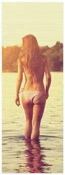 Коврик для душа Wallario, нескользящий коврик, коврик для ванной, коврик для ног, «Девушка в озере», размер ок. 180 х 65 см, желтый