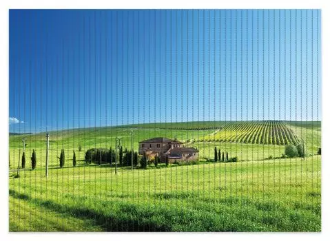 Коврик для душа Wallario, нескользящий коврик, коврик для ванной, коврик для двери, ферма в Тоскане, размер ок. 70 х 50 см, синий