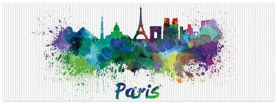 Коврик для душа Wallario, нескользящий коврик, коврик для ванной, коврик в виде городов, акварель - горизонт Парижа, размер примерно 180 x 65 см, белый