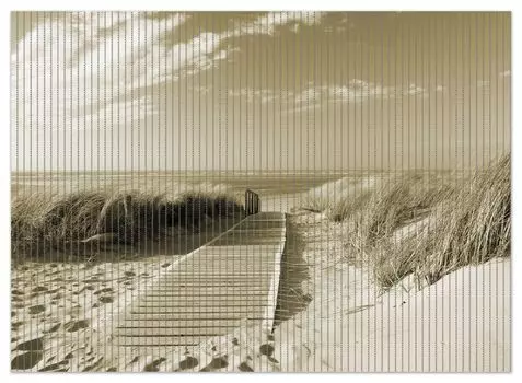 Коврик для душа Wallario, нескользящий коврик, коврик для ванной комнаты, коврик на деревянной дорожке к пляжу, цвета сепии, размер ок. 90 х 65 см, черный