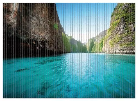 Коврик для душа Wallario, нескользящий коврик, коврик для ванной, коврик для ног, река в глубине ущелья, размер ок. 90 х 65 см, синий