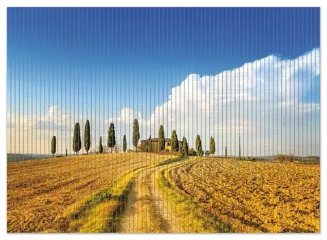 Коврик для душа Wallario, нескользящий коврик, коврик для ванной комнаты, коврик для двери Италия - Тоскана под одинокой фермой голубого неба, размер ок. 90 х 65 см, синий