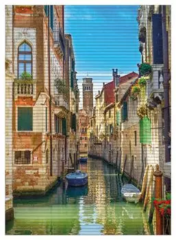 Коврик для душа Wallario, нескользящий коврик, коврик для ванной, коврик для двери, отдых в Венеции, канал между разноцветными домиками, размер ок. 90 х 65 см, коричневый