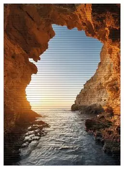 Коврик для душа Wallario, нескользящий коврик, коврик для ванной, коврик для двери, морские пещеры, размер ок. 90 х 65 см, коричневый