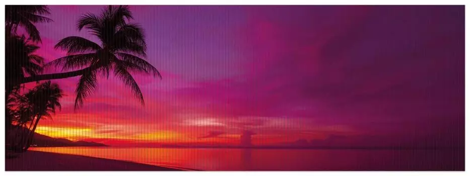 Коврик для душа Wallario, нескользящий коврик, коврик для ванной, коврик для двери, закат под пальмами - розовое небо на пляже, размер ок. 180 х 65 см, черный