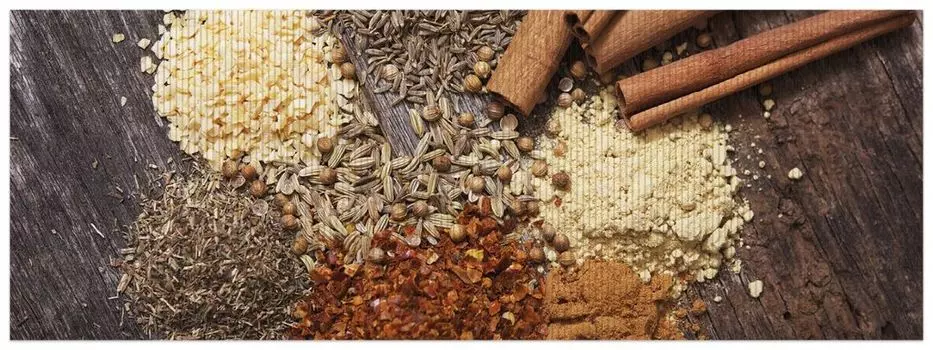 Коврик для душа Wallario, нескользящий коврик, коврик для ванной, коврик для двери, ароматные сухие специи на кухне, размер ок. 180 х 65 см, коричневый