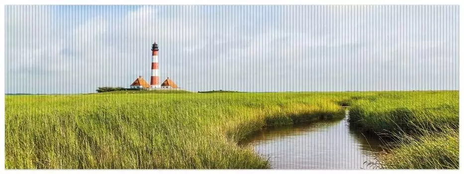 Коврик для душа Wallario, нескользящий коврик, коврик для ванной, коврик для двери, небольшой ручей через камыш на пути к маяку, размер ок. 180 х 65 см, черный