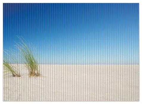 Коврик для душа Wallario, нескользящий коврик, коврик для ванной, коврик для ног, песчаный пляж под голубым небом, размер ок. 90 х 65 см, синий