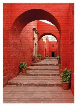 Коврик для душа Wallario, нескользящий коврик, коврик для ванной, коврик для двери, красная арка, размер ок. 70 х 50 см, красный