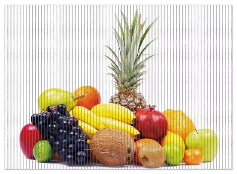 Коврик для душа Wallario, нескользящий коврик, коврик для ванной, коврик для двери, смесь фруктов со всего мира - коллекция экзотических фруктов, размер примерно 90 х 65 см, белый