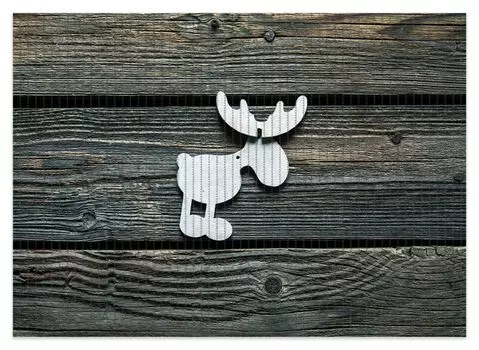 Коврик для душа Wallario, нескользящий коврик, коврик для ванной, коврик для ног, символ лося белого цвета, перед темным деревом, размер ок. 70 х 50 см, желтый