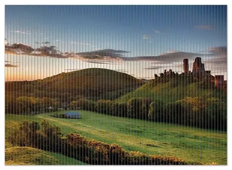 Коврик для душа Wallario, нескользящий коврик, коврик для ванной, коврик для двери, панорама замка в Англии на рассвете, размер ок. 90 х 65 см, черный