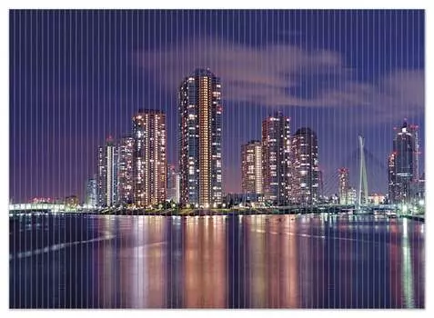 Коврик для душа Wallario, нескользящий коврик, коврик для ванной, коврик для двери Ночной горизонт Токио, размер ок. 90 x 65 см, синий