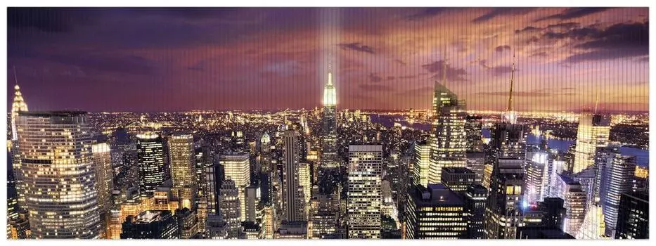 Коврик для душа Wallario, нескользящий коврик, коврик для ванной, коврик для двери Нью-Йорк ночью - панорамный вид на город, размер ок. 180 х 65 см, черный