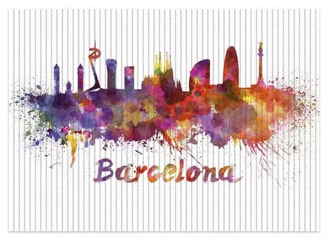 Коврик для душа Wallario, нескользящий коврик, коврик для ванной, коврик для ванной, город в виде акварели - горизонт Барселоны, размер примерно 70 х 50 см, белый