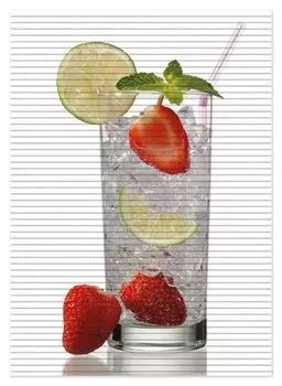 Коврик для душа Wallario, нескользящий коврик, коврик для ванной, коврик для ног, стакан воды с клубникой, размер ок. 70 х 50 см, белый