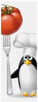 Коврик для душа Wallario, нескользящий коврик, коврик для ванной, коврик для двери, пингвин-повар, размер ок. 180 x 65 см, белый