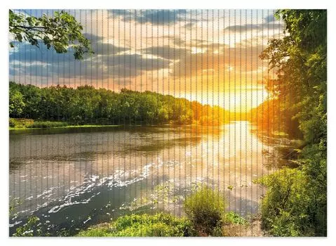 Коврик для душа Wallario, нескользящий коврик, коврик для ванной, коврик для двери, закат на реке в зеленой зоне, размер ок. 70 х 50 см, черный